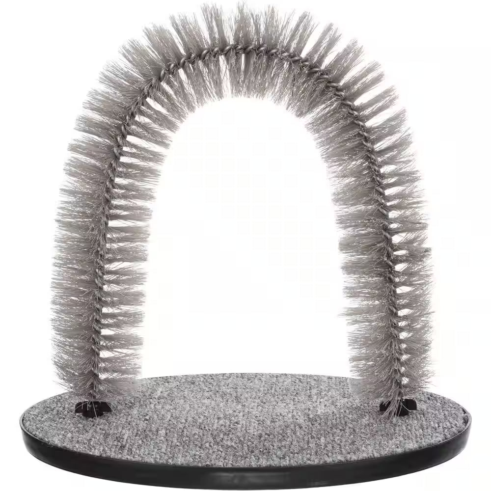Cat Massager and Self Grooming Arch, Bristle Ring Brush, Carpet Base Scratcher, Cat Self Groomer